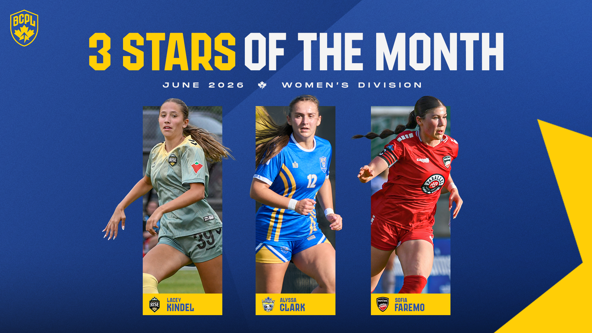 Kindel, Clark and Faremo named BCPL Women’s Three Stars for June